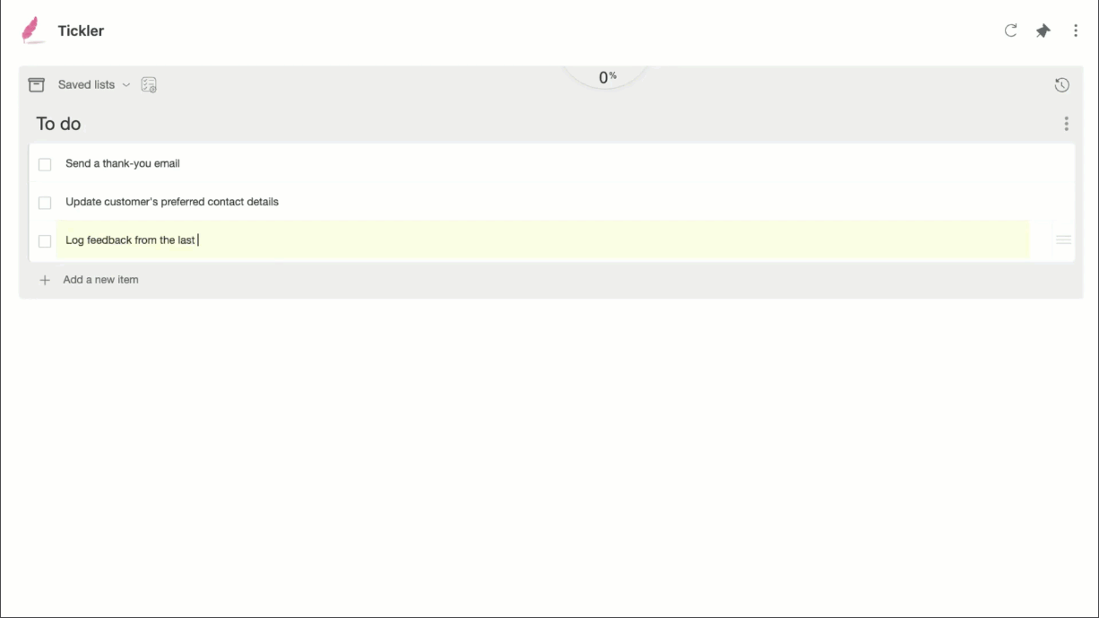 Tickler: use checklists your way